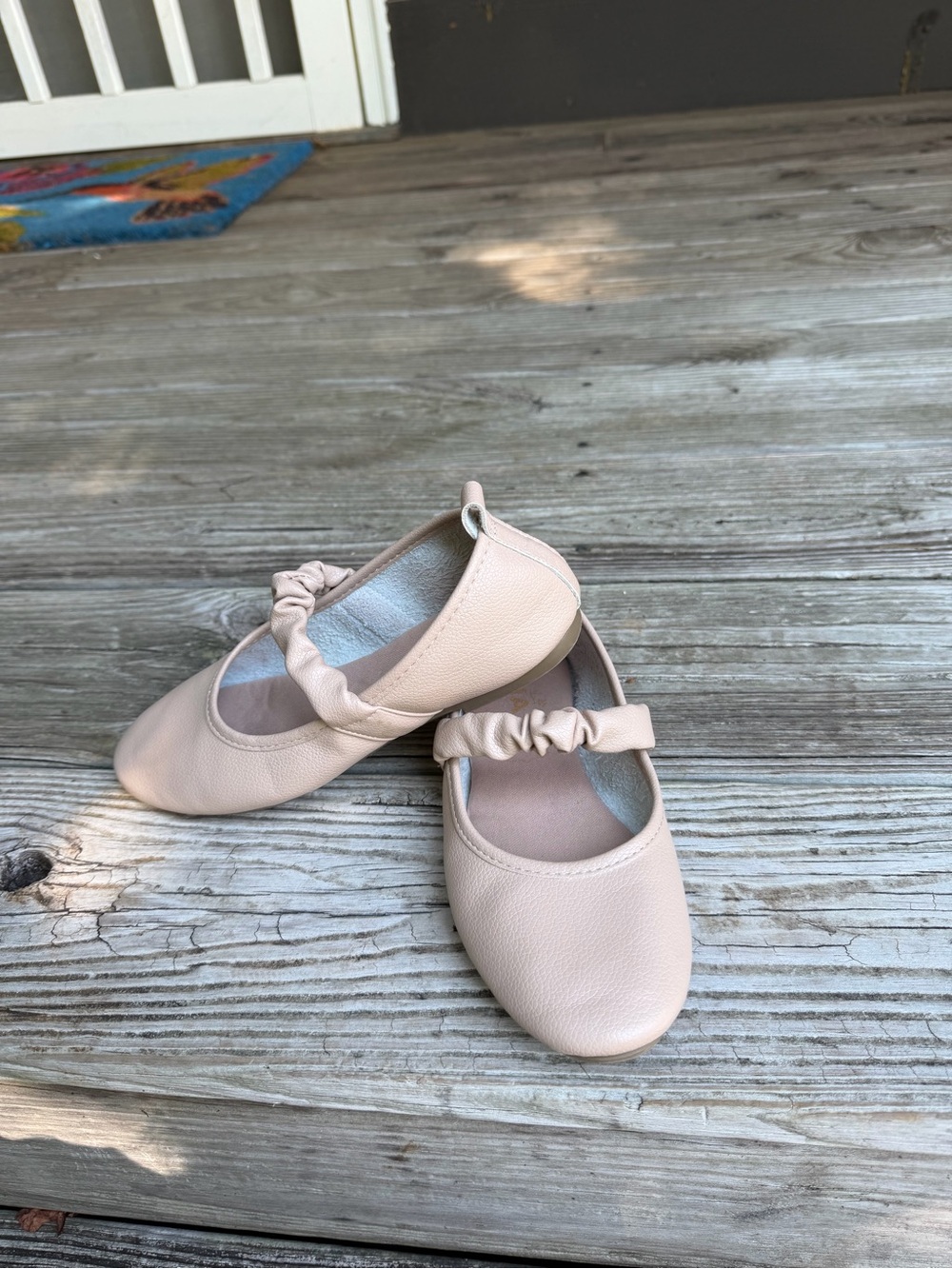 MIA Ballet inspired flats with Ruched Strap-neutral tan Big Girls size 3